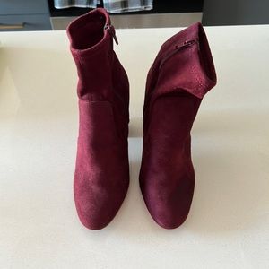 Aldo Red Velvet High Heel Booties